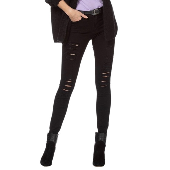 Frame Le Skinny De Jeanne Noir Ripped Jeans - Picture 2 of 16